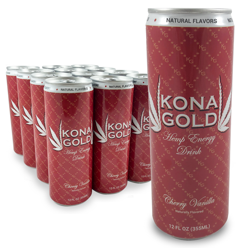 Kona Gold Cherry Vanilla Hemp Energy Drink (12 Pack)